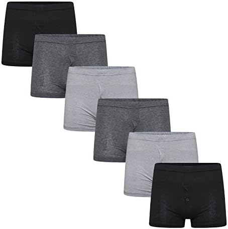 Sockstack 6 Pairs Men's Plain Jersey Boxer Shorts Underwear, Classic Cotton Rich Boxers