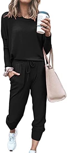 SotRong Women's 2 Piece Long Sleeve Tracksuit Loungewear Set Plus Size Crew Neck Sweatshirt and Drawstring Baggy Jogger Pant