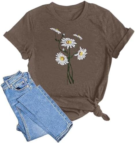 Sunflower Shirts Women Flower Graphic T-Shirts Inspirational Tees Casual Faith Shirt Short Sleeve Tops