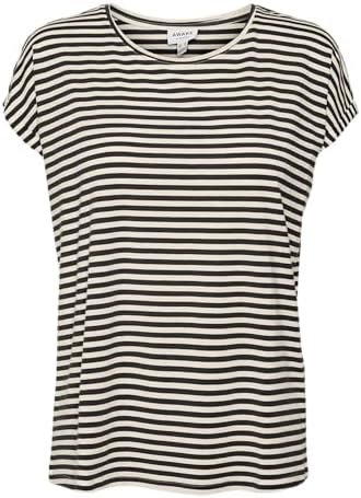 Vero Moda Women's Vmava Plain Ss Top Stripe Ga JRS Noos T-Shirt