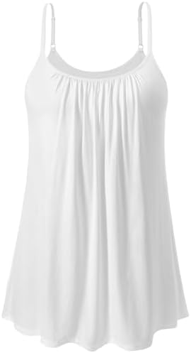 Vislivin Camisole Tank Tops for Women Built in Bra Cami Pleated Loose Fit Vest Top Casual Flowy Adjustable Strap S-XXXXL