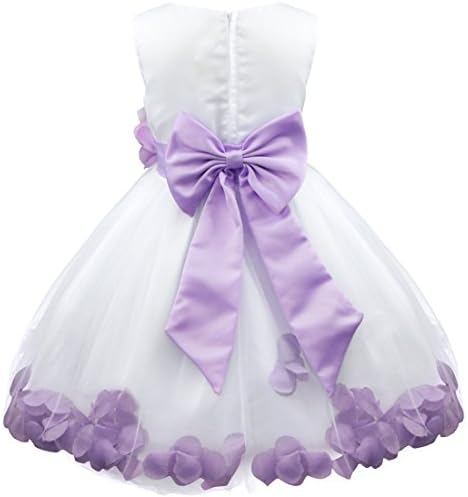 iEFiEL Baby Girls Bowknot Flower Petals Wedding Pageant Bridesmaid Dress Princess Birthday Party Tutu Dress Ball Gowns