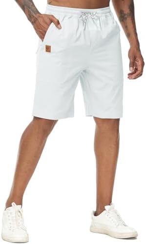 YuKaiChen Men's Shorts Classic Fit Twill Summers Casual Shorts with Zip Pockets