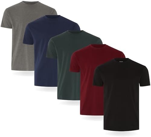 FM London (3/5-Pack) Men's T Shirt - Premium Weight T-Shirts with Lightly Fitted Design - Super Soft T-Shirt Made with 100% Cotton - Stretch Men's T-Shirts for any Occasion - Durable Comfort Fit