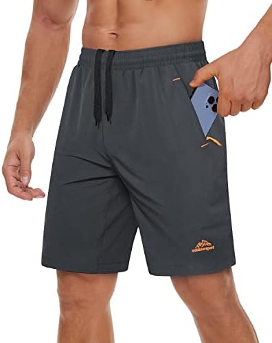 TACVASEN Men's Quick-Drying Training Shorts, Running Shorts, Breathable Sports Shorts with Zip Pockets