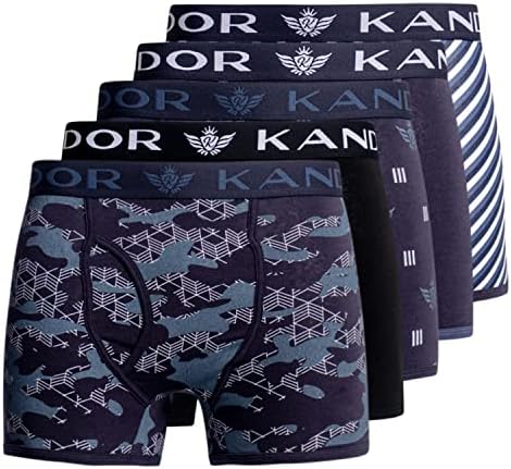 Kandor mens boxers – boxer shorts for men multipack of 5, comfortable stretch cotton men’s underwear trunks, colourful & black underpants, multi pack man bries