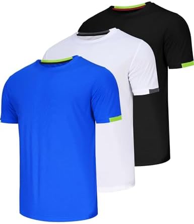 3 Pack Men T Shirts Running T Shirts for Men Gym Men's T Shirts Sport Tops for Men Dry-Fit Athletic T Shirts Breathable Activewear Shirts Work Shirt Muscle Fit Shirts Multipack