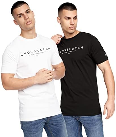 Crosshatch Men's Premium Half Sleeve Crew Neck T-Shirt with Letter Print Logo Design Various Size from S,M,L,XL,XXL by Clothing247