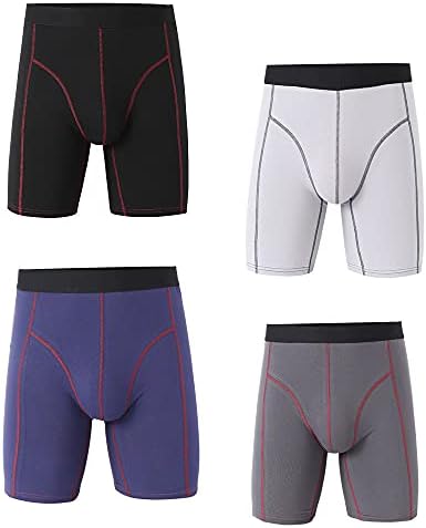 DODOMIAN Men's Boxer Shorts Long Leg Cotton Underwear for Men Long Boxer Trunks Underwear Pack