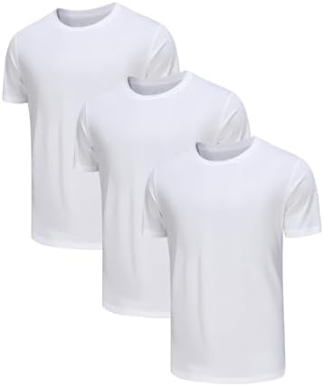 Djtnzdm Mens Cotton T Shirt Short Sleeve Multipack Crew Neck Plain T-shirts Wrinkle Resistant Basic Heavyweight Tee Shirt Top for Men 3/5 Pack