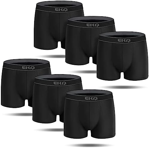 EKQ Bamboo Mens Boxer Shorts Multipack 6 Pack Breathable Mens Underwear Trunks Stretchy Soft Sports Underpants Men's Briefs