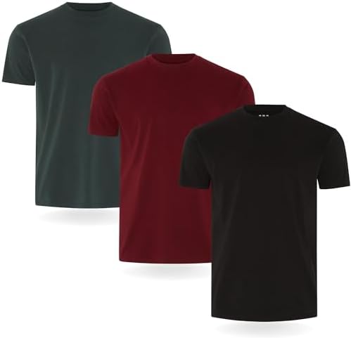 FM London (3/5-Pack) Men's T Shirt - Premium Weight T-Shirts with Lightly Fitted Design - Super Soft T-Shirt Made with 100% Cotton - Stretch Men's T-Shirts for any Occasion - Durable Comfort Fit