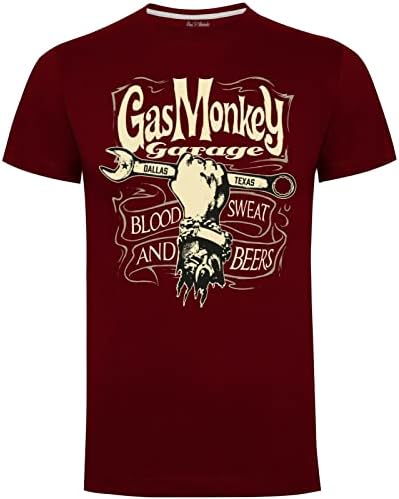 Gas Monkey Garage Mechanics Spanner Mens Gents Military Green T-Shirt