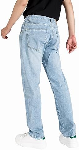 Hometric Regular Fit Jeans for Men Straight Leg Denim Pants with Pockets, Daily Casual Wear Stretchable Trousers Pants