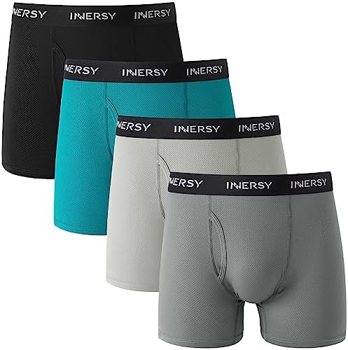 INNERSY Mens Boxer Shorts Multipack Open Fly Pants Underwear Breathable Mesh Underpants Pack of 4