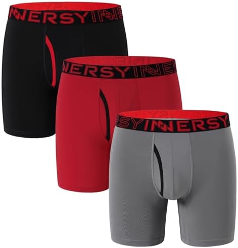 INNERSY Mens Boxers Shorts Multipack Quick Dry Underpants Sports Underwear with Fly Pants Trunks Pack of 3