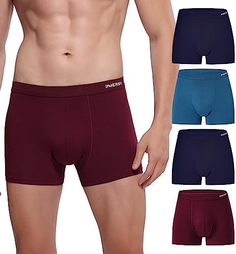 INNERSY Mens Underwear Trunks Breathable Hipster Boxers Shorts Smooth Underpants Soft Pants Pack of 4