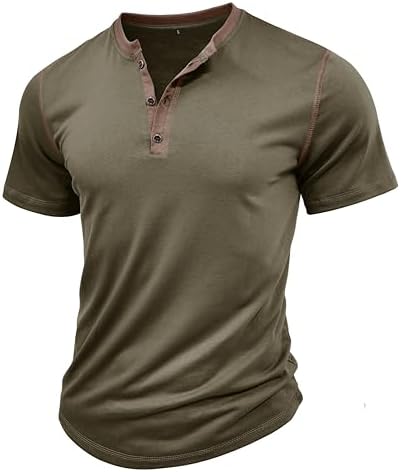 MakingDa Mens Henley Shirts Vintage Short Sleeve Muscle Gym Summer Button Plain Golf Grandad Shirt Casual Classic Breathable Lightweight Regular-Fit Work Casual Smart Tops