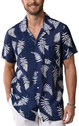 Mens Hawaiian Shirts Button Down Short Sleeve Beach Shirts Summer Casual Aloha Shirts