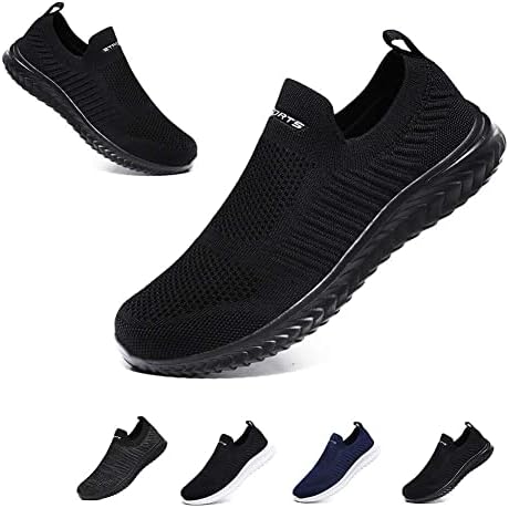 Mens Womens Slip On Trainers Casual Nordic Walking Shoes Breathable Running Shoes Nurse Work Shoes Lightweight Tennis Shoes Soft Mesh Gym Workout Sneakers