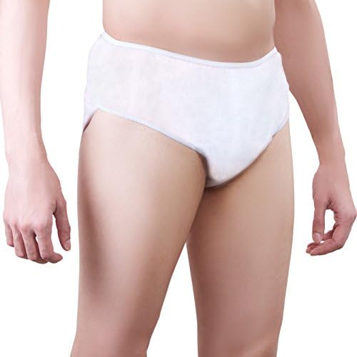 One-Wear Mens Disposable Underwear Super Soft Throw Away Paper Disposable Pants, Disposable Briefs, Disposable Panties for Travel Underwear Spa Day Emergency Pack Hospital (White)