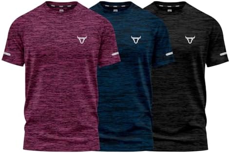 Pack of 3 Mens Workout Short Sleeve T-Shirts Athletic Fit Fast Drying Moisture Wicking Sports Style T-Shirts