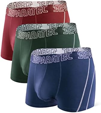 Separatec Men's Boxer Briefs Smooth Bamboo Rayon with Separated Pouches Underwear 3 Pack Boxer Shorts Stylish multicolours Trunks