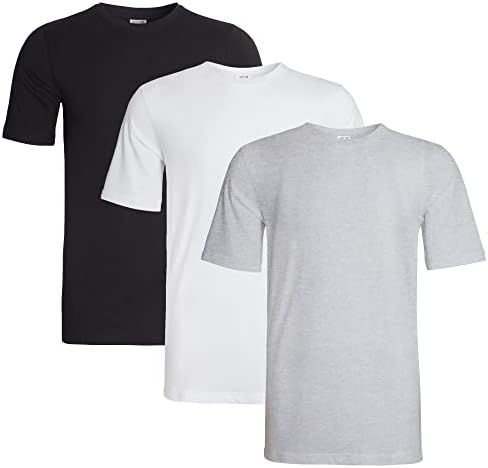 Sock Stack Pack of 3 Mens Plain Crew Neck T Shirts Multipack Work Summer Short Sleeve Slim Fit Breathable T-Shirt for Men