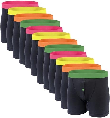 Sockstack 12 Pairs Mens Boxer Shorts Designer Black Fashion Band Underwear