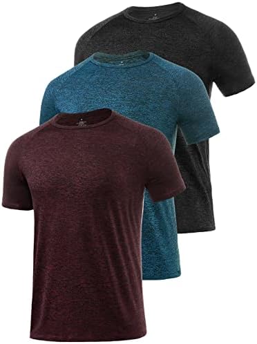 Star Vibe 3 Pack Men's Dry Fit T Shirt Moisture Wicking Athletic Tees Exercise Fitness Activewear Short Sleeves Gym Workout Top