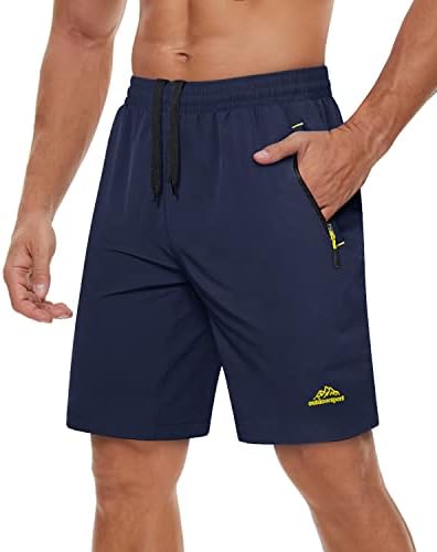 TACVASEN Men's Quick-Drying Training Shorts, Running Shorts, Breathable Sports Shorts with Zip Pockets