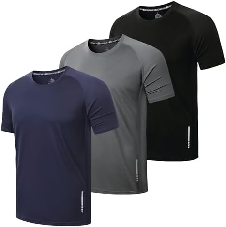 ZENGVEE 1/3 Pack Gym Shirts Men Dry Fit Short Sleeve Sport T-Shirts Breathable Moisture Wicking Athletic Running Tops Mens Workout Shirts