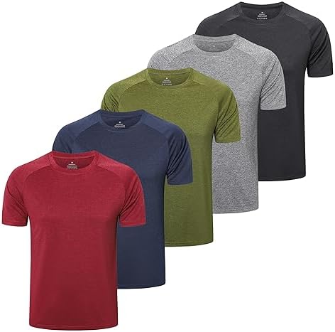 ZENGVEE 5 Pack Gym T Shirts Men Dry Fit Sport Tops for Men Light Running Shirts Moisture Wicking Athletic Shirts Breathable Cool Workout Shirts