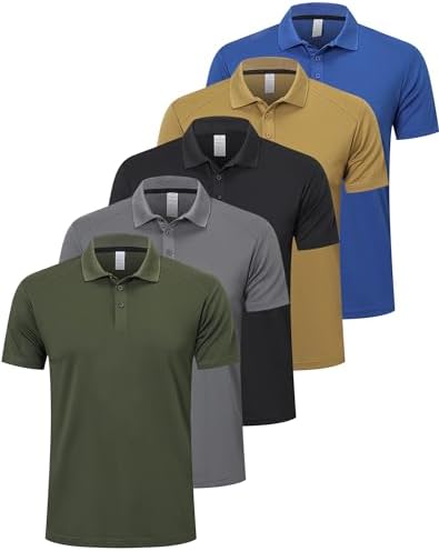 ZENGVEE Men's Polo Shirts Breathable Quick-Dry Moisture Wicking Workout Golf Gym Sport Polo T Shirts Casual Collared Tennis Top